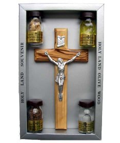 Four (4) Bottles with Crucifix - Boxed Set