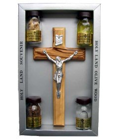 Four (4) Bottles with Crucifix - Boxed Set